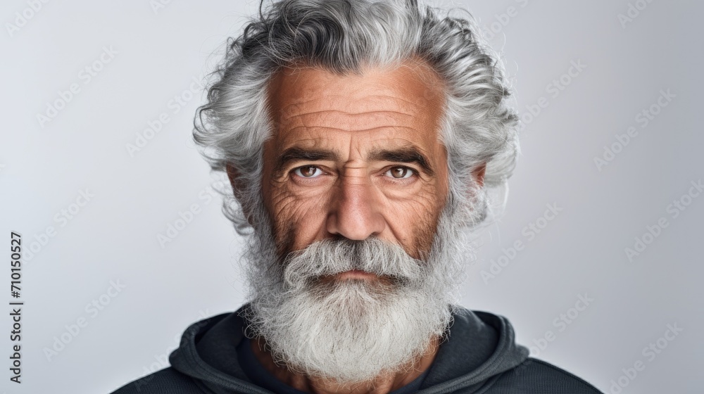 Close up portrait of well groomed man over 55 year old with stylish beard and haircut. Old age model with grey hair. Beard style. Elderly men model. Barber shop Close up portrait of well groomed man over 55 year old with stylish beard and haircut. Old age model with grey hair. Beard style. Elderly men model. Barber shop
