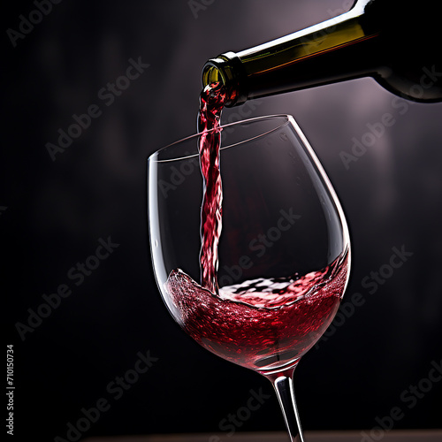 Pouring wine into a wineglass, celebrating with elegance, generated by AI