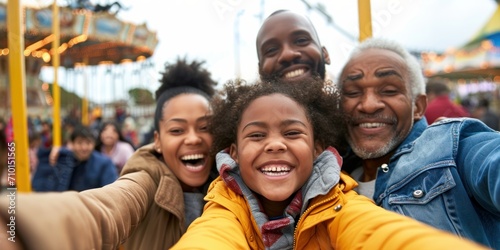 joyful family taking a selfie at an amusement park © DailyStock