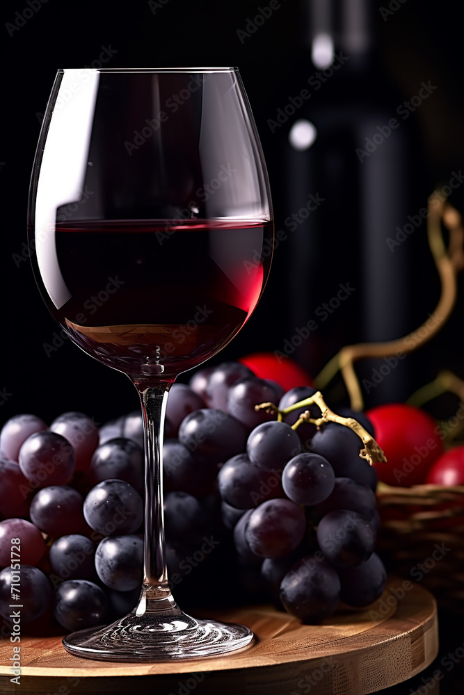 Gourmet wineglass filled with wine on table, generated by AI