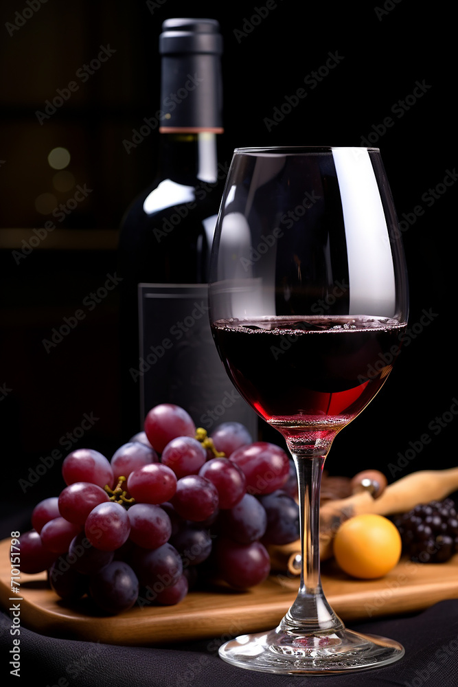 Grape, alcohol, wine, fruit, drink, food, table, glass, generated by AI