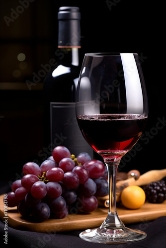 Grape, alcohol, wine, fruit, drink, food, table, glass, generated by AI