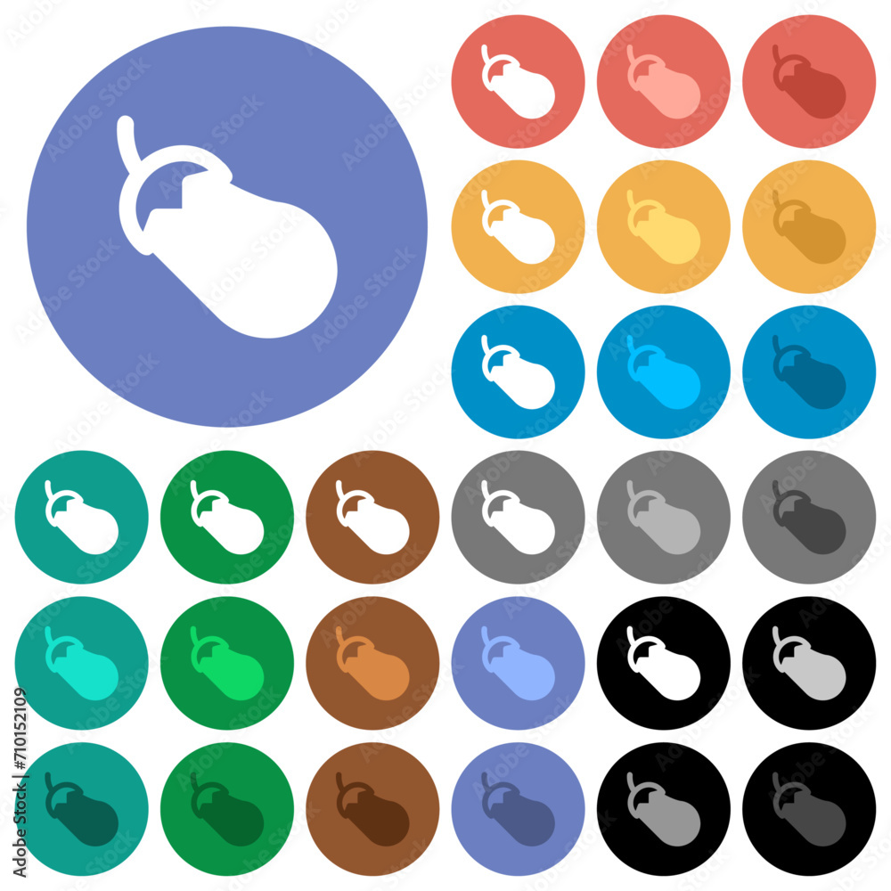 Eggplant solid round flat multi colored icons Eggplant solid round flat multi colored icons