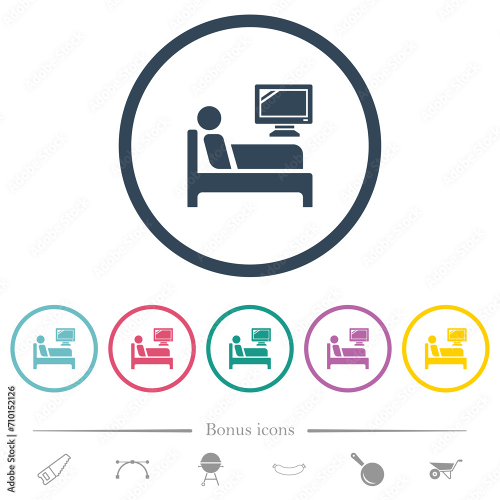 Hospital ward flat color icons in round outlines Hospital ward flat color icons in round outlines