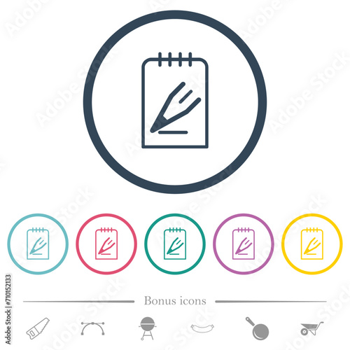 Edit note outline flat color icons in round outlines