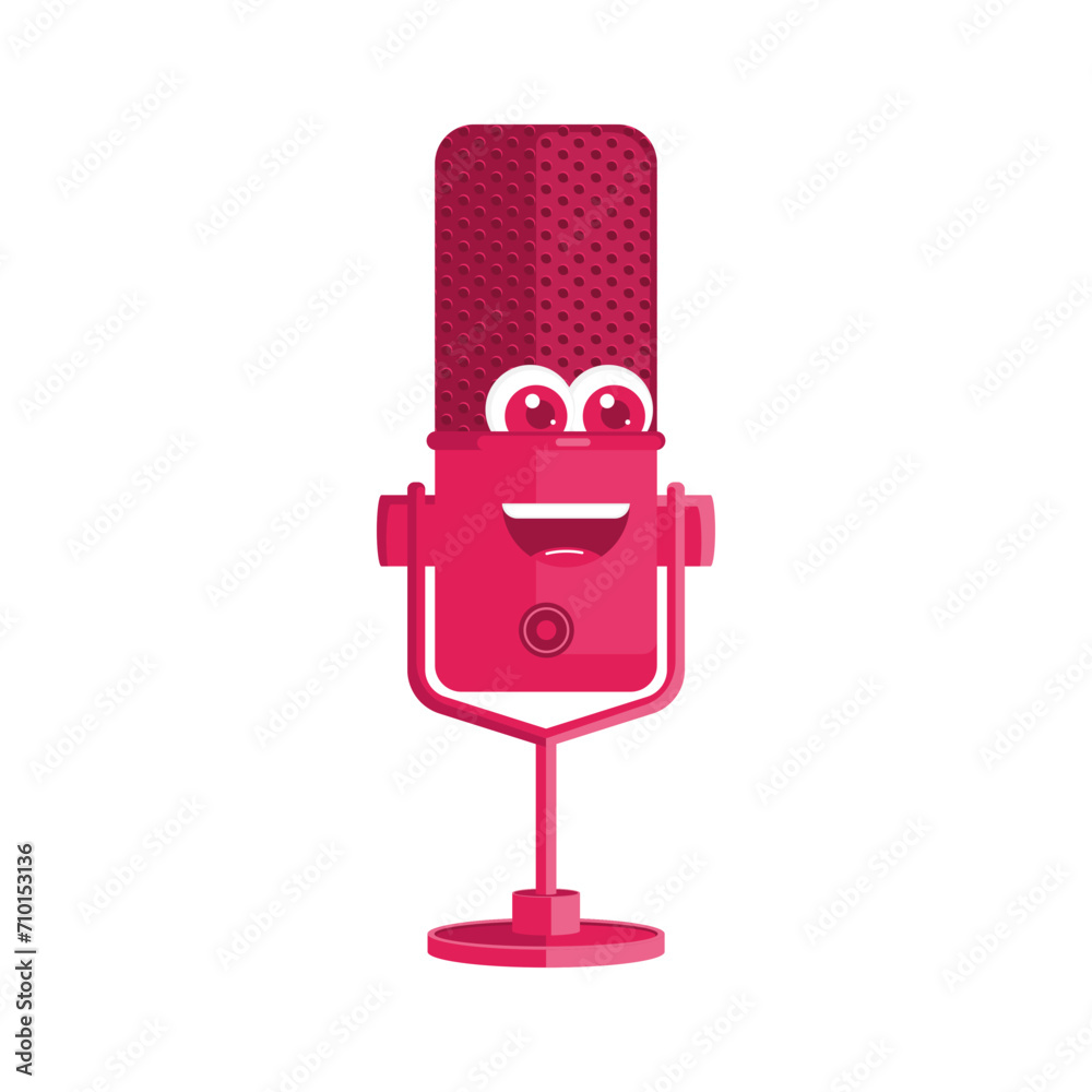 Cute podcast microphone character Vector Cute podcast microphone character Vector