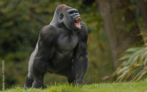 Gorilla screaming. Generative AI