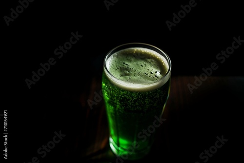 Green Beer For Saint Patrick's Day In Black Background 