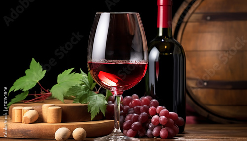 Gourmet drink, wine, grape, elegance, luxury, generated by AI