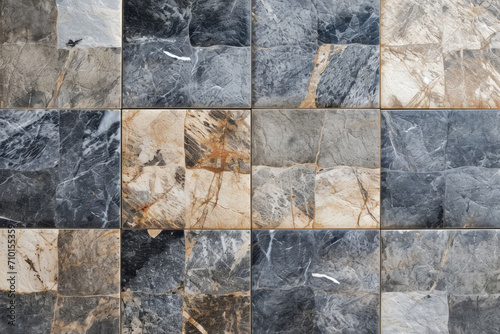 Square tiles, top down tiled floor pattern interior carved tile surface material texture, stock photo
