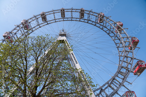 The Vienna Giant Ferris Wheel, or Wiener Riesenrad, is a 65-meter-tall Ferris wheel located at the entrance to the Prater amusement park in Vienna Austria.