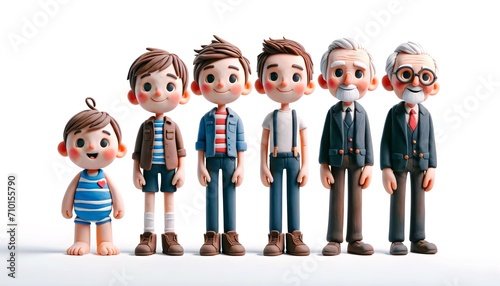 Personnage en pâte à modeler : étapes de la vie d'un homme