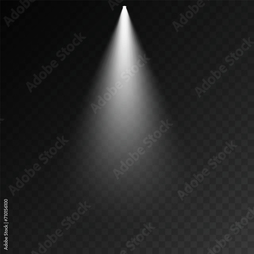 Dark stage on transparent background, neon light from spotlight, empty dark stage and studio room with rays of light. For product demonstrations.