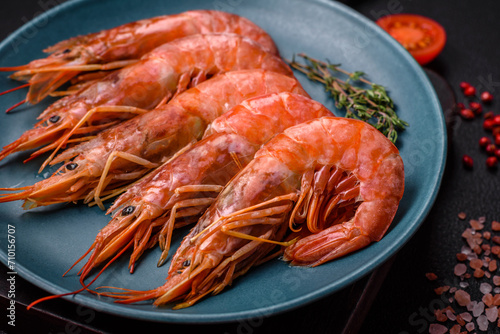 Tiger shrimp or langoustine boiled with spices and salt