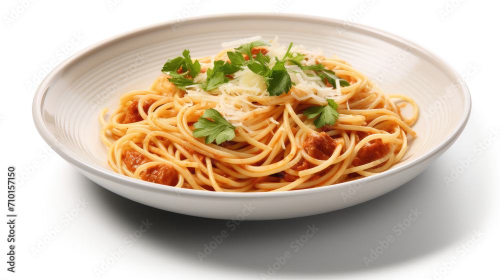 pasta on a plate on a white background pasta on a plate on a white background