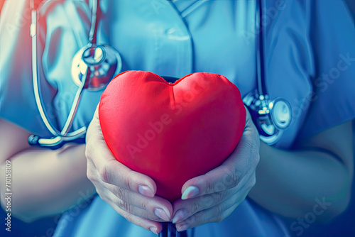 Blood pressure meter, medical care and check-ups related to heart health, celebrating American Heart Month, February, science concept, generative ai photo