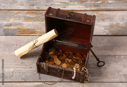 Old chest with treasures, k...