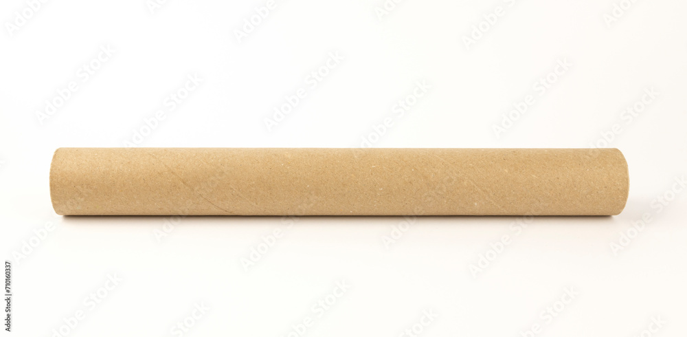 Beige used cardboard roll. Cigarette paper. Beige used cardboard roll. Cigarette paper.