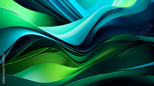 Abstract 3d blue and green digital art background