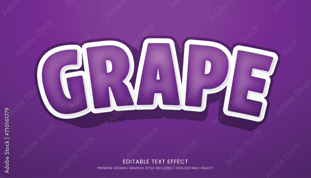 grape editable 3d text effect template bold typography and abstract style drinks logo and brand