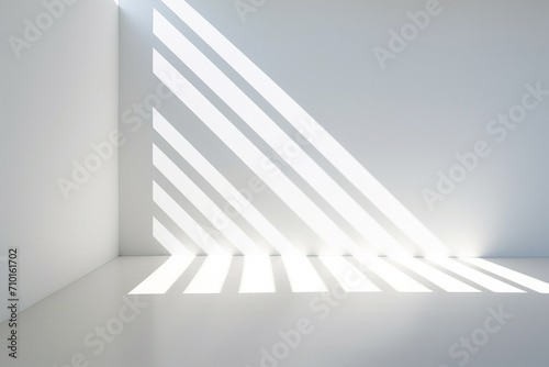 Realistic and minimalist blurred natural light windows, shadow overlay on wall paper texture, abstract background. Minimal abstract light white background photo