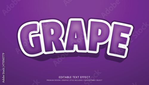grape editable 3d text effect template bold typography and abstract style drinks logo and brand