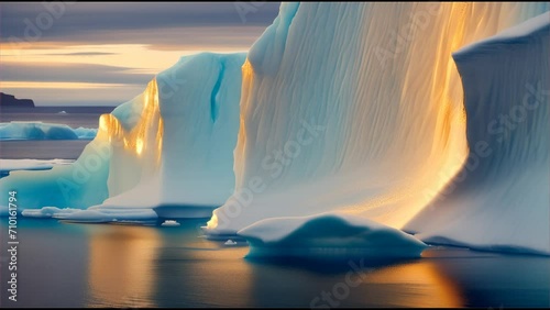Majestic Icebergs at Sunset photo