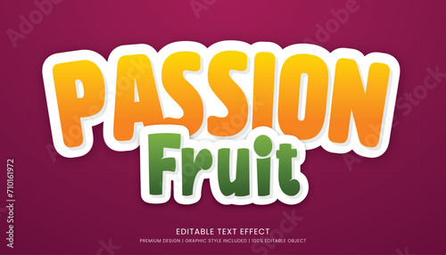 passion fruit editable 3d text effect template bold typography and abstract style drinks logo and brand