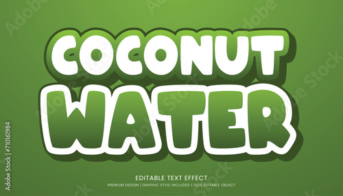 coconut water editable 3d text effect template bold typography and abstract style drinks logo and brand