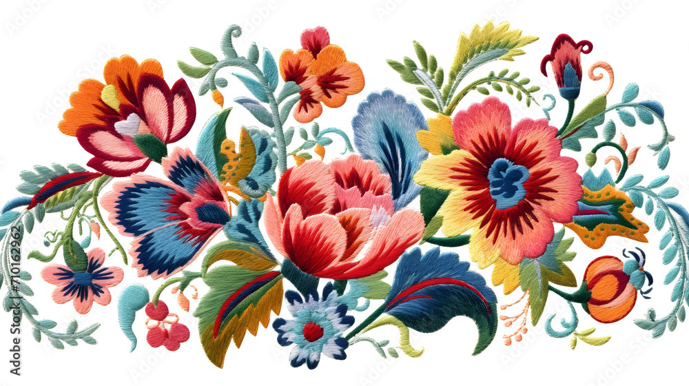 Exquisite Floral Embroidery - Symphony of Stitches. This vibrant embroidery piece bursts with life, featuring a symphony of blossoms in an array of colors, perfect for fashion, home décor, and textile Exquisite Floral Embroidery - Symphony of Stitches. This vibrant embroidery piece bursts with life, featuring a symphony of blossoms in an array of colors, perfect for fashion, home décor, and textile