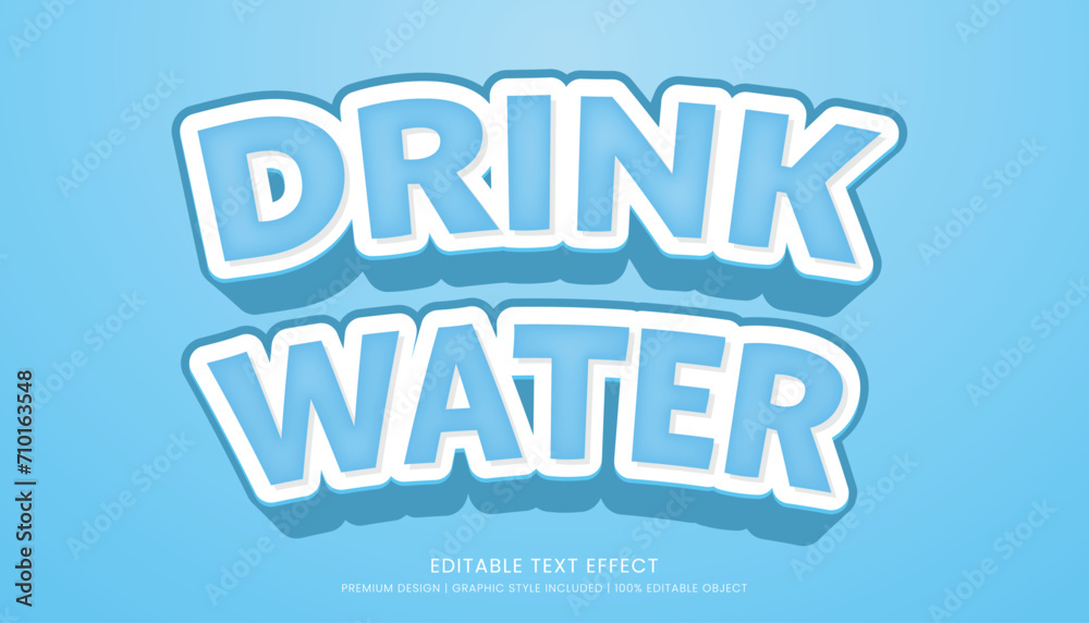 drink water editable 3d text effect template bold typography and abstract style drinks logo and brand
