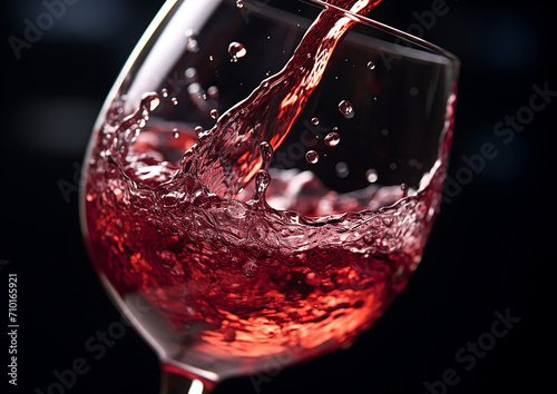 Splashing wine fills glass, creating a celebration generated by AI