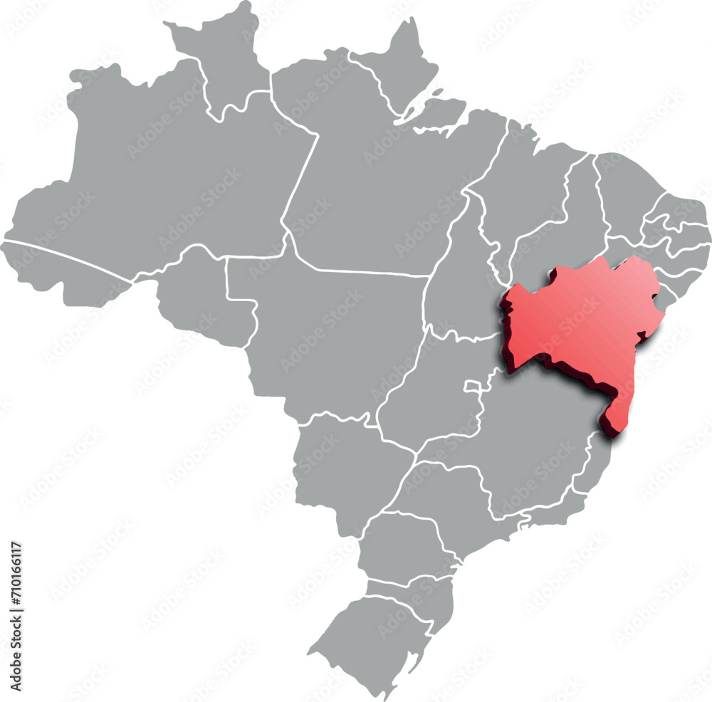 BAHIA DEPARTMENT MAP PROVINCE OF BRAZIL 3D ISOMETRIC MAP