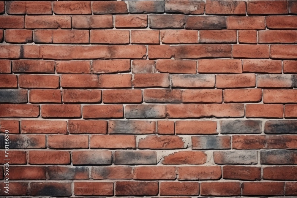 Old red brick wall. Brickwork texture copy space. Textured background of a red brick wall with a timeless pattern..