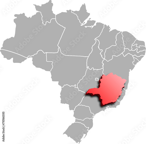 MINAS GERAIS DEPARTMENT MAP PROVINCE OF BRAZIL 3D ISOMETRIC MAP