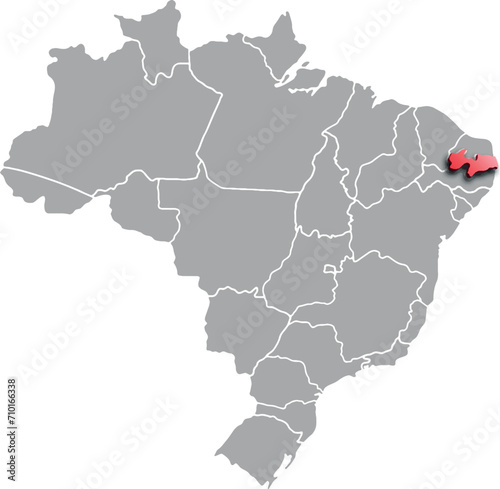 PARAIBA DEPARTMENT MAP PROVINCE OF BRAZIL 3D ISOMETRIC MAP