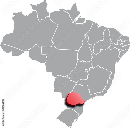 PARANA DEPARTMENT MAP PROVINCE OF BRAZIL 3D ISOMETRIC MAP