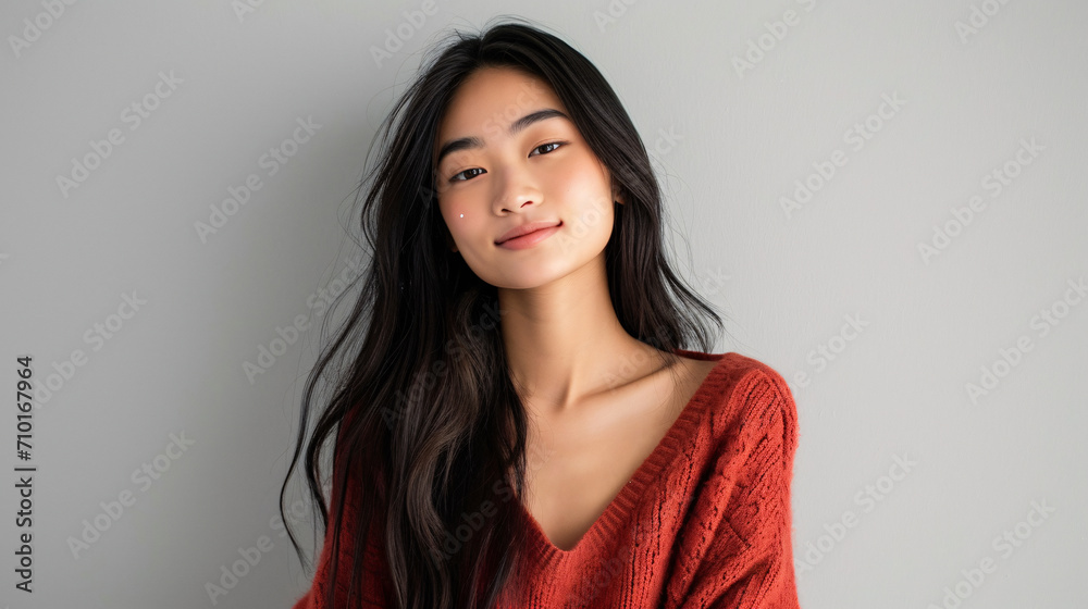 Beautiful amazing asian woman on studio background