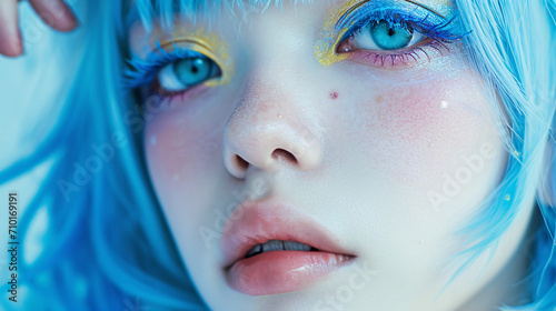 Anime character inspired makeup tutorial. Copy Space