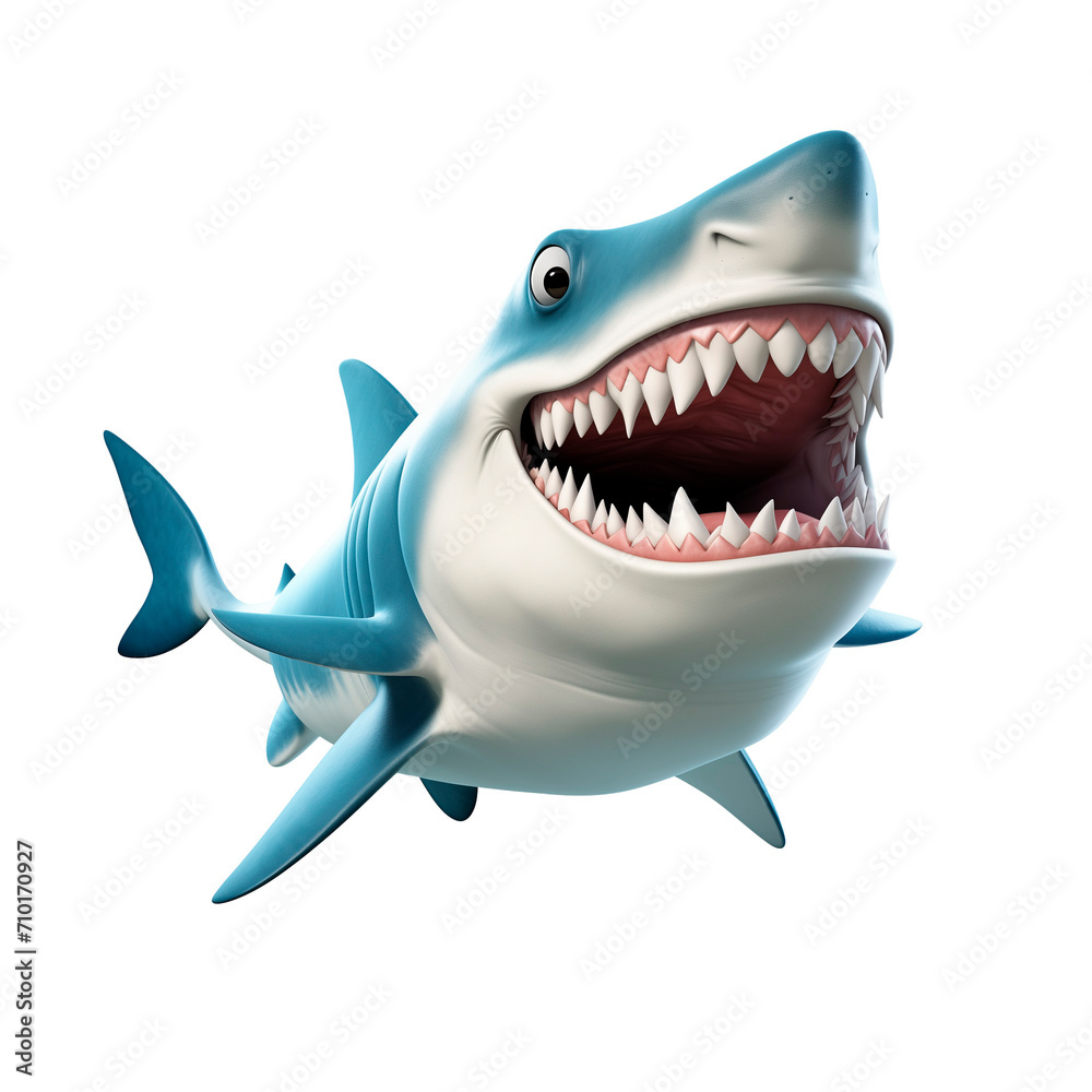 PNG 3D character shark isolated on transparent background PNG 3D character shark isolated on transparent background