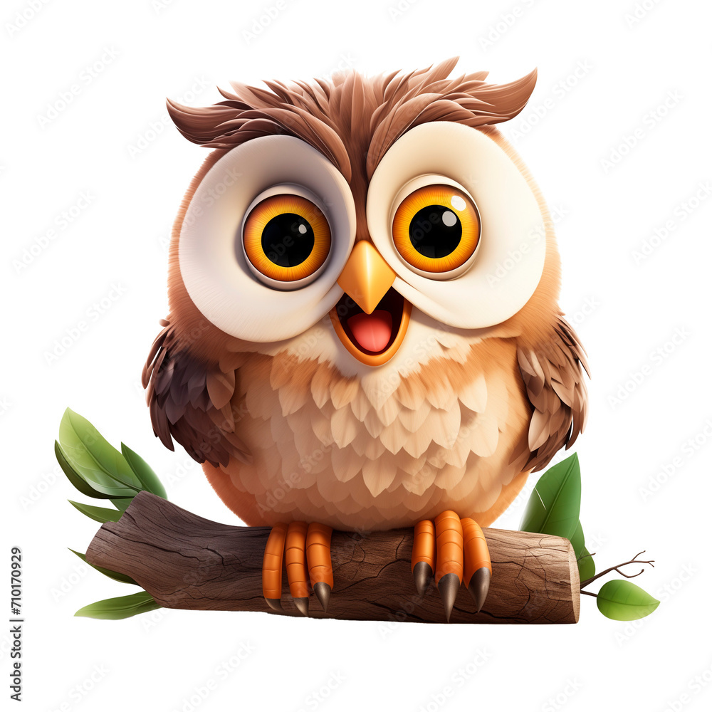 PNG 3D character owl isolated on transparent background