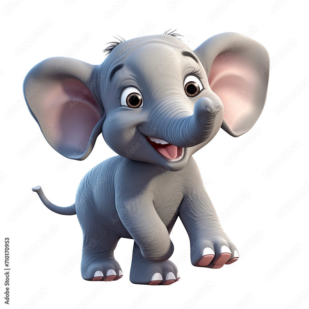 PNG 3D character elephant isolated on transparent background