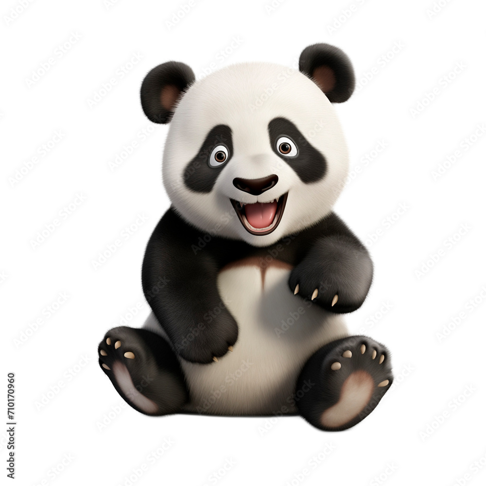 Naklejka premium PNG 3D character panda isolated on transparent background