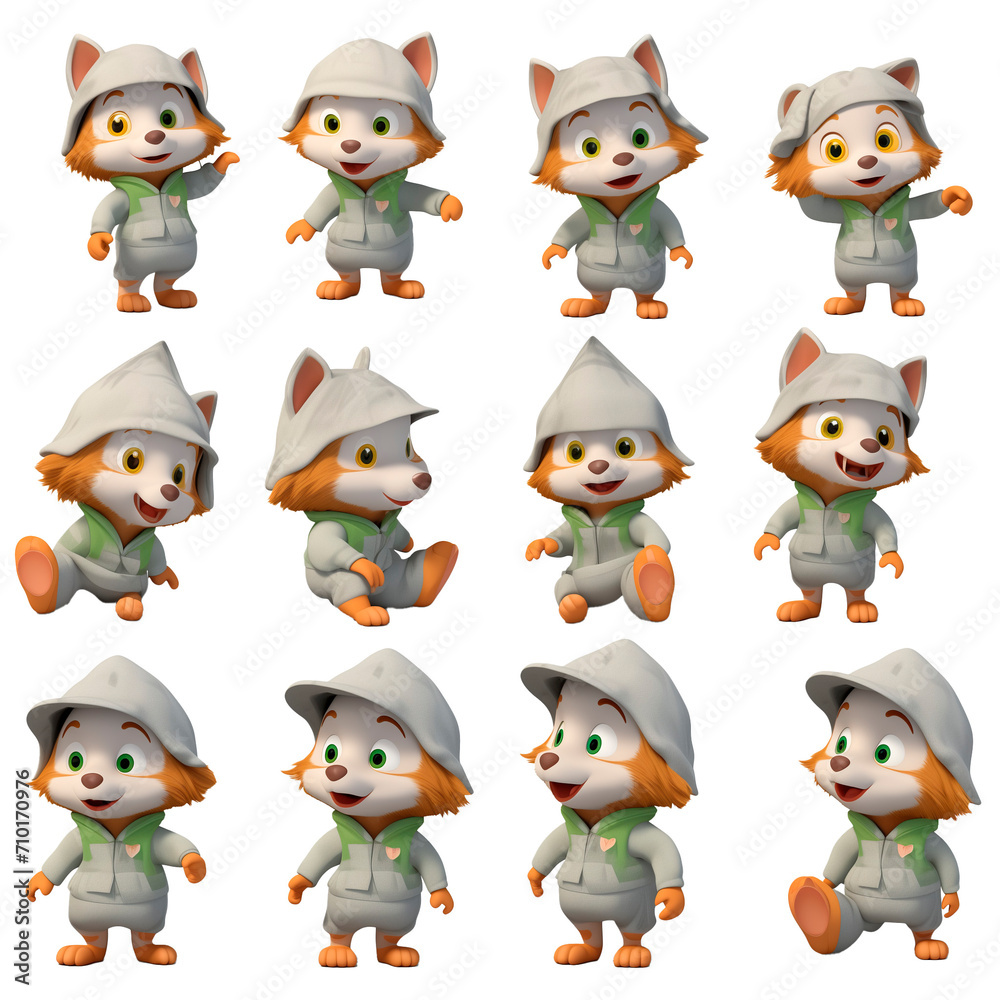PNG Set of 3d character of the forest isolated on transparent background PNG Set of 3d character of the forest isolated on transparent background