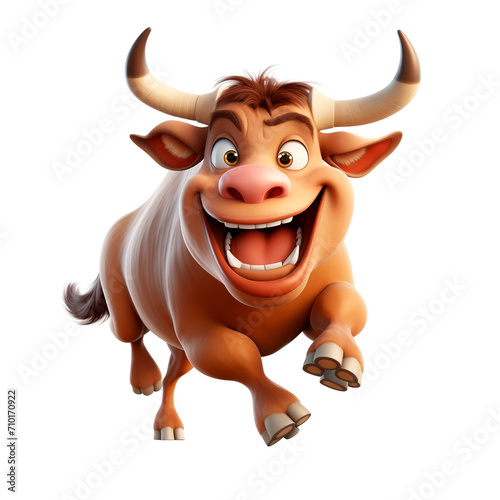 PNG 3d character cute bull isolated on transparent background