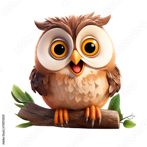 PNG 3D character owl isolated on transparent background