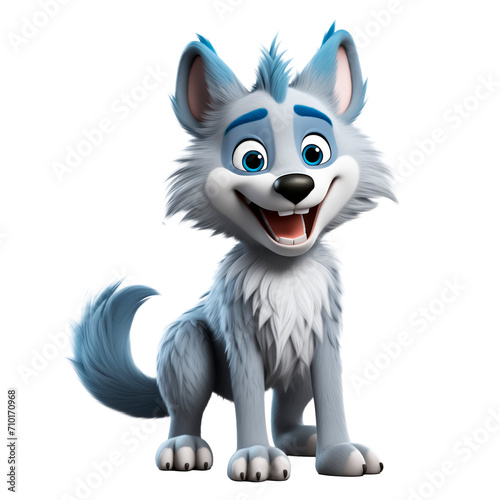 PNG 3d character of a cute wolf isolated on transparent background