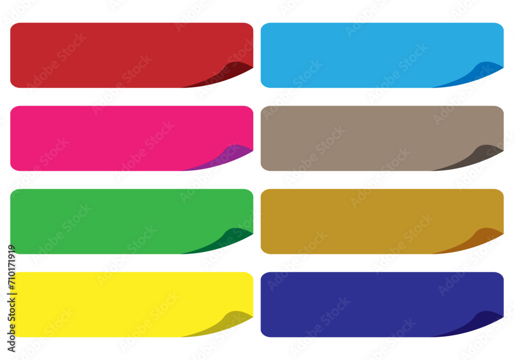 Hoja de iconos de pegatinas vacías multicolor en fondo blanco. Hoja de iconos de pegatinas vacías multicolor en fondo blanco.