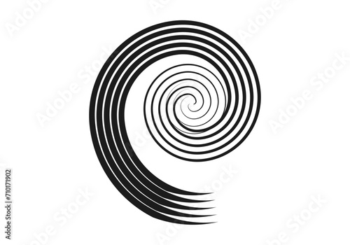 Icono negro de una espiral en fondo blanco.