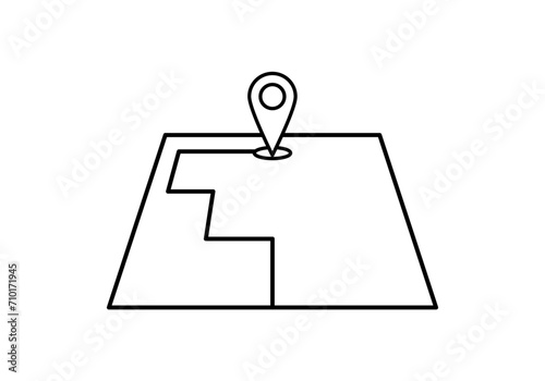 Icono negro de plano con ruta y objetivo.